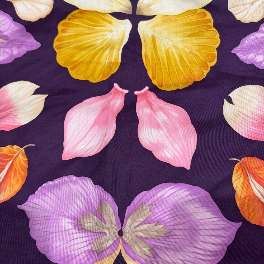 Salvatore Ferragamo Purple Floral silk Scarf - roughly 34”X33.5” - Picture 6 of 7